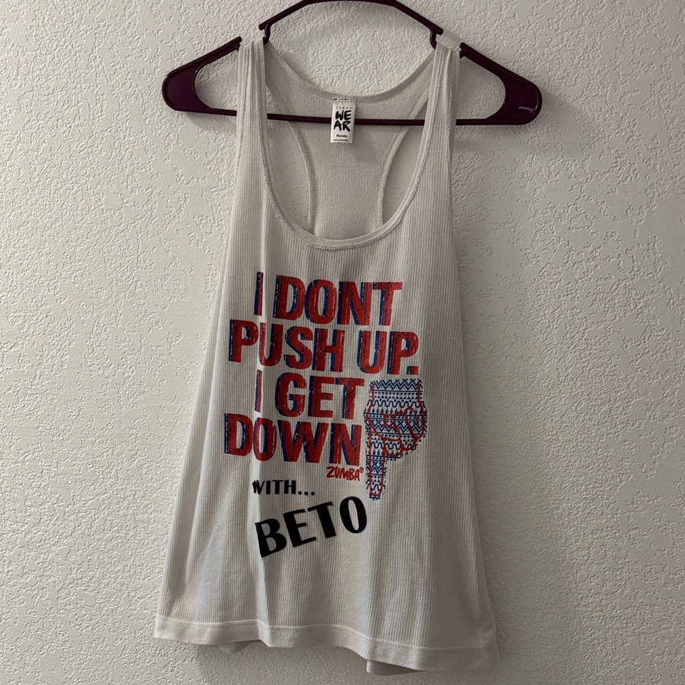 Zumba Fitness White and Red Graphic Tank Top